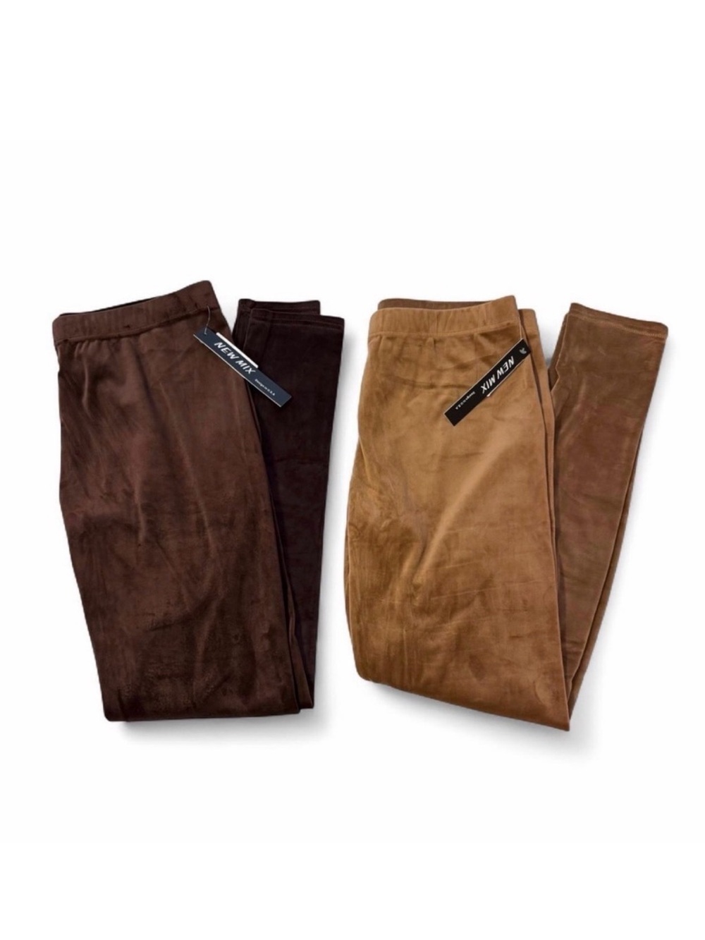 New Mix Velour Leggings Lot Of 2 Women’s 2X/3X Brown Tan Cozy Soft Comfy Relax
